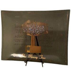 1964-65 Vtg New York Worlds Fair American Express Money Tree Glass Tray Souvenir